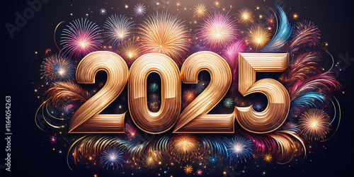 Creative and festive design celebrating the beginning of the year 2025