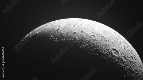 Detailed close-up of the almost full moon showcasing surface craters against a contrasting black sky for astronomical themes. photo