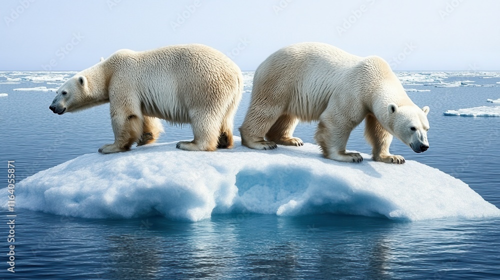 Polar Bears on Shrinking Ice Amid Rising Sea Levels Polar Bears on Shrinking Ice Amid Rising Sea Levels