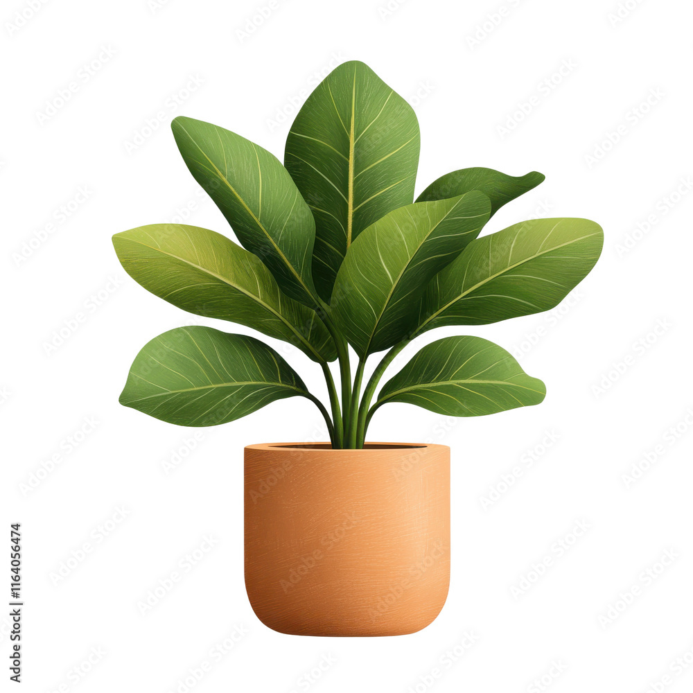 Beautiful indoor plant in a terracotta pot with lush green leaves. Beautiful indoor plant in a terracotta pot with lush green leaves.