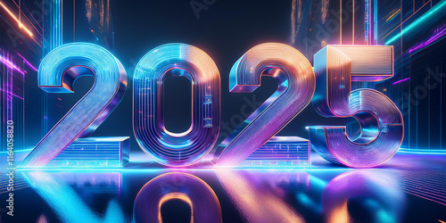 Creative and festive design celebrating the beginning of the year 2025