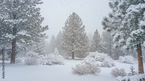 Wallpaper Mural Snowy landscape in a serene pine forest during a winter storm showcasing heavy snowfall and tranquil natural beauty Torontodigital.ca
