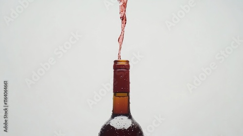 White wine cascading from a bottle creating a dynamic flow on a clean white background ideal for beverage advertising and culinary themes photo