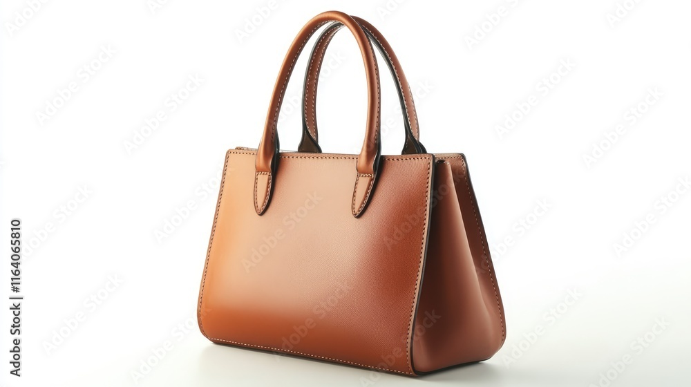 Elegant brown women's handbag on a white background showcasing modern fashion design and high-quality leather craftsmanship. Elegant brown women's handbag on a white background showcasing modern fashion design and high-quality leather craftsmanship.