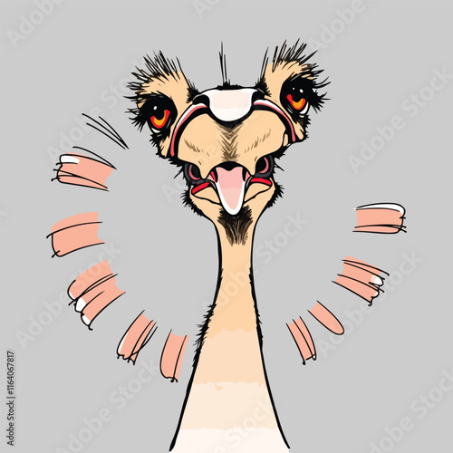 Ostrich icon vector line art illustration photo