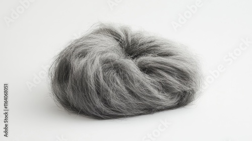 Soft and Flexible 316L Stainless Steel Wool Wisp on Neutral White Background photo