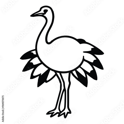 Ostrich icon vector line art illustration photo