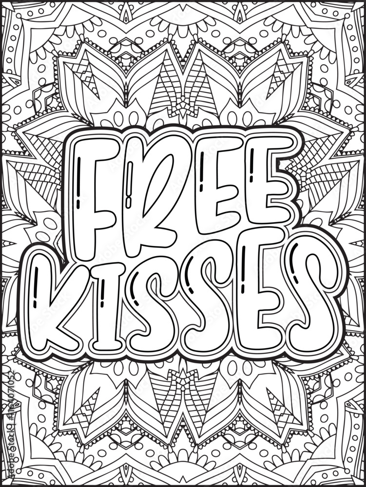Obraz premium Valentine's Day Quote Coloring Page. Valentine's Day Coloring Page for Adults.