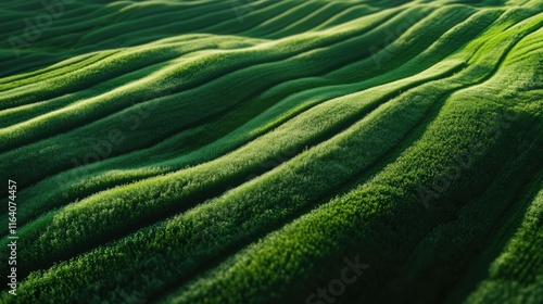 Vibrant green agricultural fields showcasing natural landscape patterns emphasizing the beauty of sustainable farming and environmental harmony photo