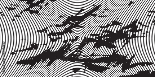Distressed background in black, and white texture with dots, spots, scratches, and lines. Abstract vector illustration.