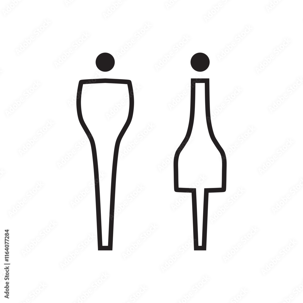 Fototapeta premium Lavatory and restroom sign for man and women isolated icon graphic vector 
