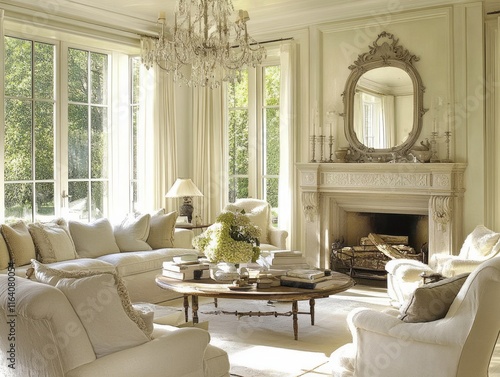 Elegant Living Room Decorated In Soft Neutral Tones
