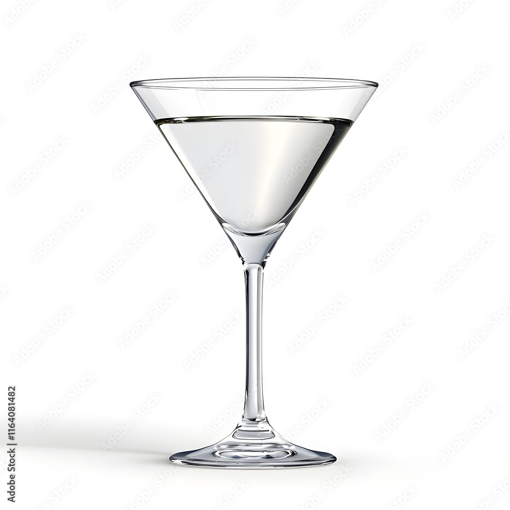 Tall, thin glass of water is sitting on a white background Tall, thin glass of water is sitting on a white background