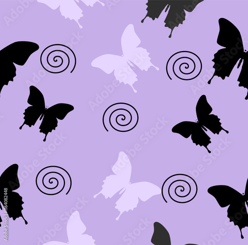 set of silhouettes of butterflies seamless pattern for background or wallpaper photo