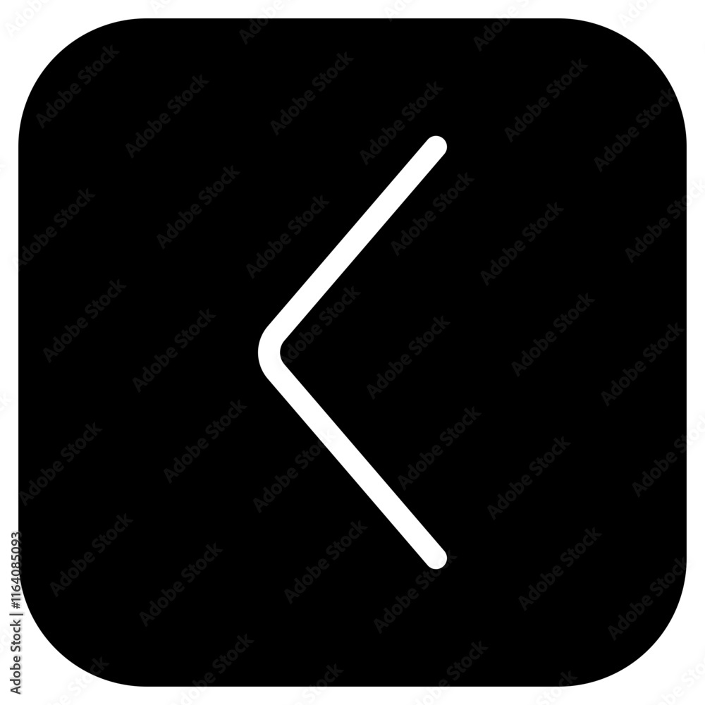 Vector single arrow chevron left icon. Black, white background. Perfect for app and web interfaces, infographics, presentations, marketing, etc. Vector single arrow chevron left icon. Black, white background. Perfect for app and web interfaces, infographics, presentations, marketing, etc.
