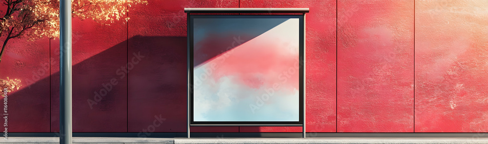 Naklejka premium Vertical Advertising Poster Mockup at Bus Stop Shelter -