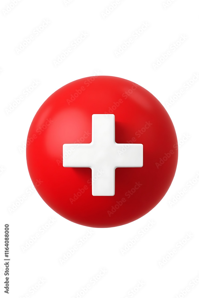 Obraz premium Red Cross Medical Symbol PNG Isolated Transparent White Background Stock Object Download
