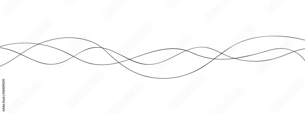 Thin line wavy abstract background. Abstract black lines wave curve motion on white background.