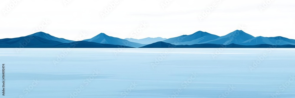 Creative minimalist ocean wave & mountain line art print, contemporary aesthetic background with sea skyline, vector illustration, background, contemporary, sea Creative minimalist ocean wave & mountain line art print, contemporary aesthetic background with sea skyline, vector illustration, background, contemporary, sea
