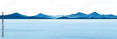Creative minimalist ocean wave & mountain line art print, contemporary aesthetic background with sea skyline, vector illustration, background, contemporary, sea