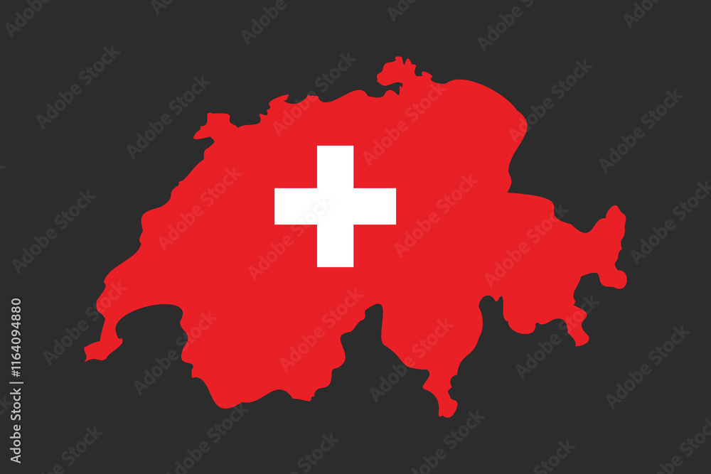 Fototapeta premium Map of Switzerland with the national flag of Switzerland, Switzerland flag vector graphic, Switzerland country flag is a symbol of freedom, National Switzerland flag, vector illustration 