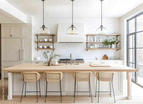modern living room and kitchen room