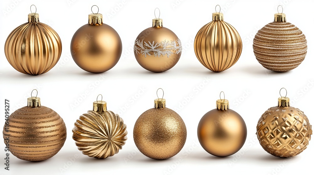 Various Decorative Golden Christmas Ornaments: Elegant and Festive Holiday Decor Various Decorative Golden Christmas Ornaments: Elegant and Festive Holiday Decor
