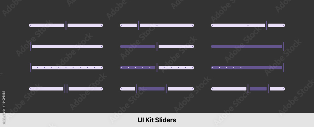 Mobile UI kit Sliders, vector asset, user interface template with realistic design Mobile UI kit Sliders, vector asset, user interface template with realistic design