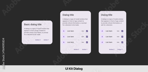 Mobile UI kit dialog, vector asset, user interface template with realistic design