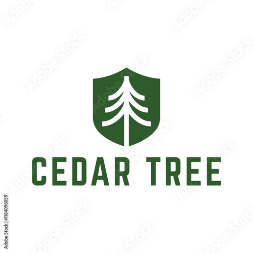 Cedar pine tree logo nature organic environment icon symbol illustration