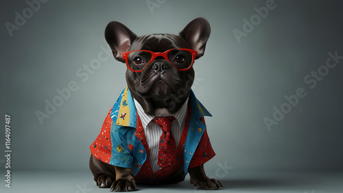 Stylish French Bulldog Sporting Funky Fashion A Trendy Pup with Unique, Playful and Chic Style