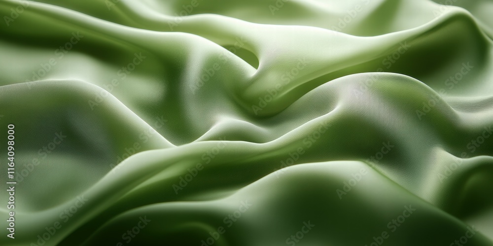 Fototapeta premium A close-up of smooth, flowing green fabric showcasing texture and light.