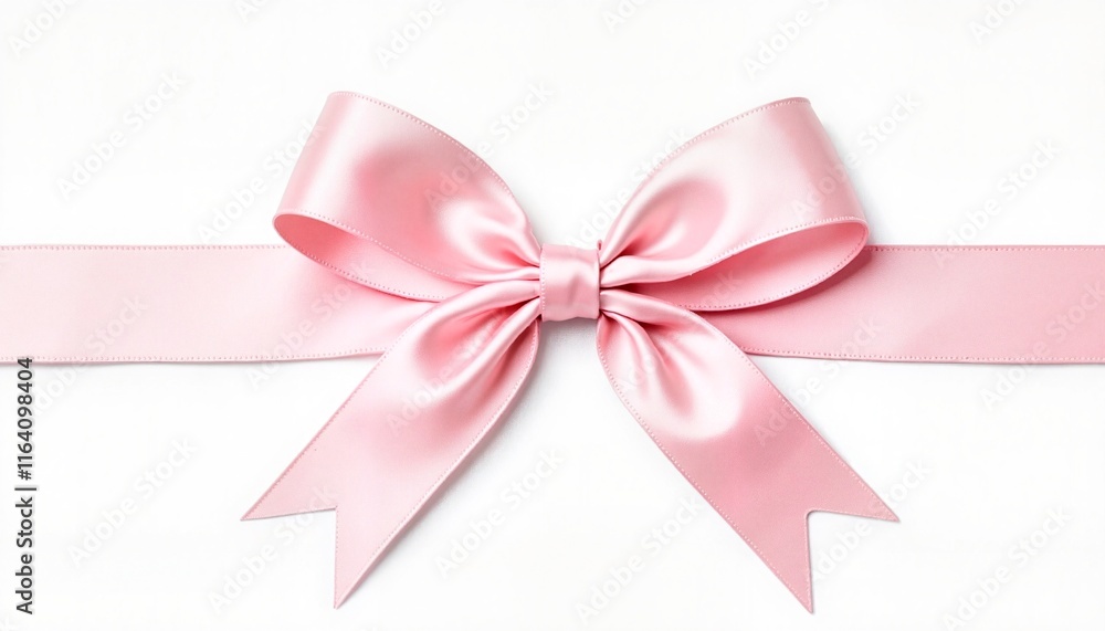 Fototapeta premium Elegant Pink Satin Bow Isolated on White Background for Gifts and Craft Projects Display