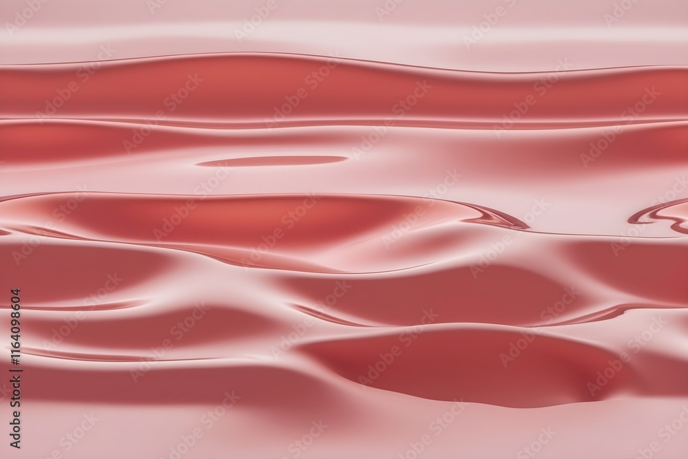 Fototapeta premium Glossy Pink Surface Background Wallpaper: Shiny, reflective pink surface with subtle waves creates a smooth and polished atmosphere. Suitable for a sleek wallpaper design