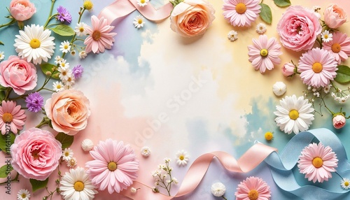 Stunning Pink and White Floral Arrangement on a Soft Pastel Background for Celebrations and Events