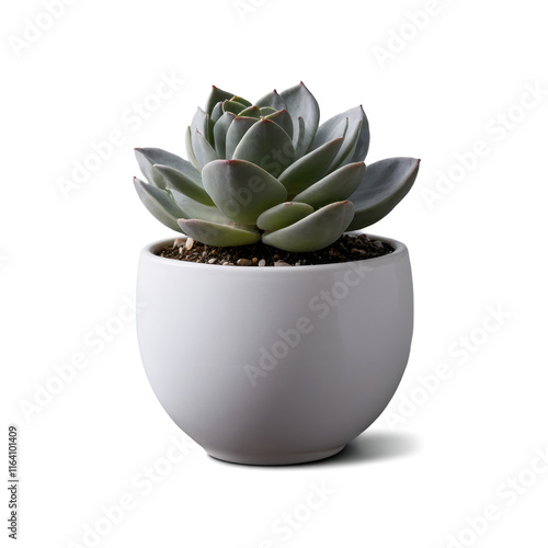 Ceramic planter with succulent plant displayed against a clean white background for a minimalist aesthetic