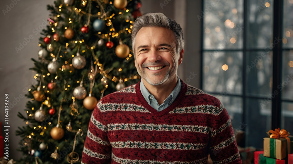 man decorating christmas tree man decorating christmas tree