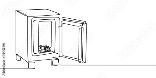 Safe Vault one line drawing. Finance, business, and banking theme. Minimalist one line illustration.