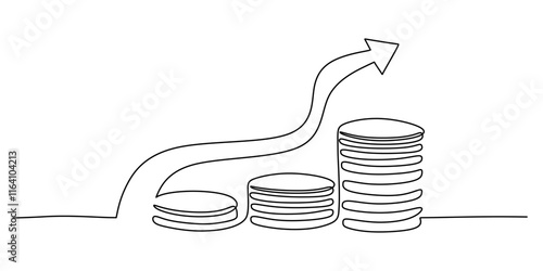 Rising Arrow Above Coin Stack. Symbolizing Growth and Financial Progress in Business