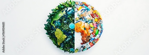 Earth made from different types and colors of plastic waste, earth day environment day concept