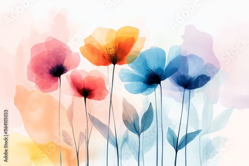 A dreamy watercolor of puzzle pieces forming a floral design, with gentle colors and flowing lines photo