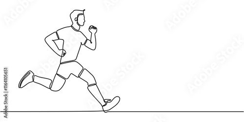 Continuous Line Drawing of a Man Running. Representing Vitality, Energy, and Active Living