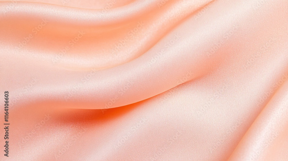 Obraz premium Smooth and Elegant Peach Satin Fabric with Gentle Waves and Texture Details