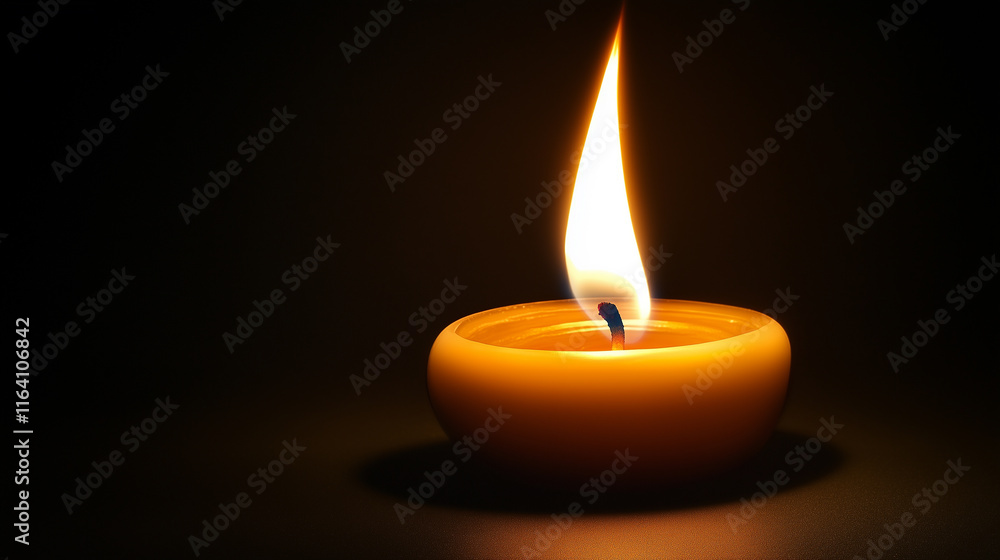 Candle and a flame giving light in the darkness Candle and a flame giving light in the darkness