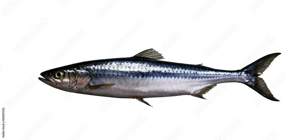 Fresh mackerel with shiny scales displayed on a clean surface ready for preparation in a kitchen Fresh mackerel with shiny scales displayed on a clean surface ready for preparation in a kitchen