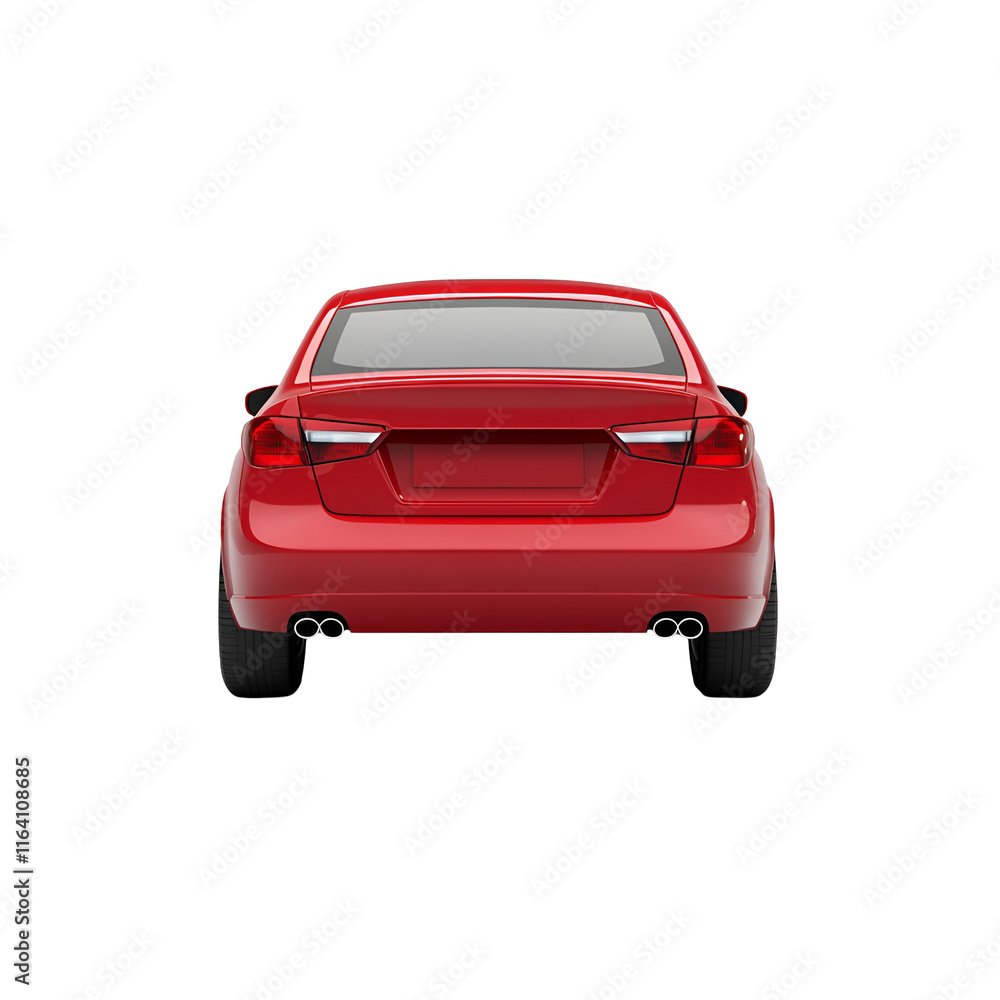 Stylish red car from the rear view. transparent background. transparent background. Stylish red car from the rear view. transparent background. transparent background.