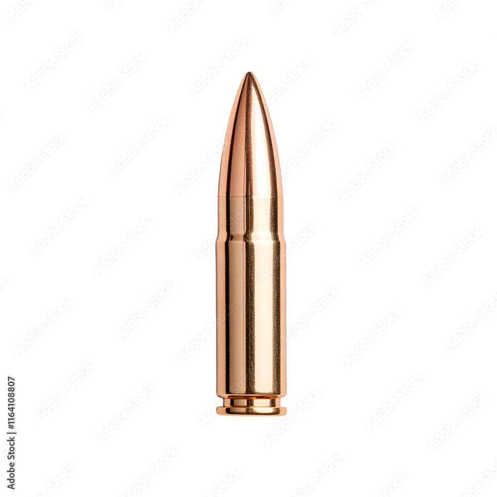 Close-up of a copper bullet for ammunition. transparent background. transparent background. Close-up of a copper bullet for ammunition. transparent background. transparent background.