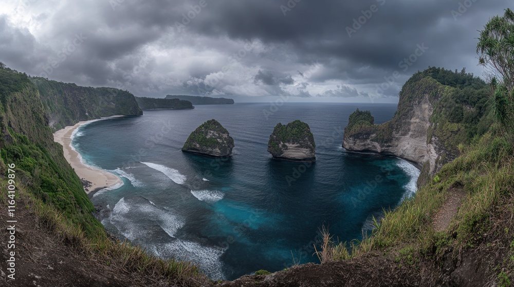 Majestic Nusa Penida: Dramatic Cliffs, Turquoise Waters, and Stormy Skies Majestic Nusa Penida: Dramatic Cliffs, Turquoise Waters, and Stormy Skies