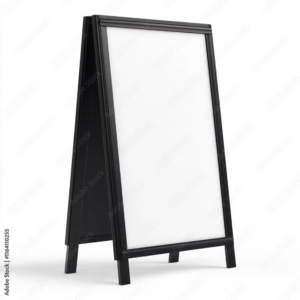 Signboard Stand Whiteboard Black frame Menu Isolated on White Background Generative AI Signboard Stand Whiteboard Black frame Menu Isolated on White Background Generative AI