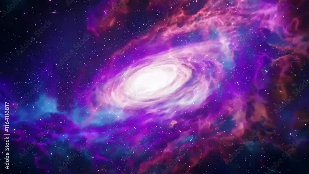 Abstract glowing galaxy with colorful light waves and sparkling stars. Outer space and astronomy concept. Abstract glowing galaxy with colorful light waves and sparkling stars. Outer space and astronomy concept.